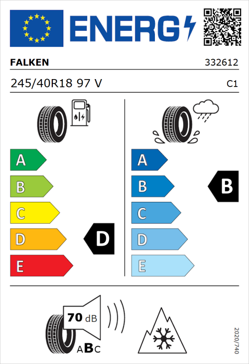 Tyre Label for Falken Euroall Season AS210 245/40R18 97V
